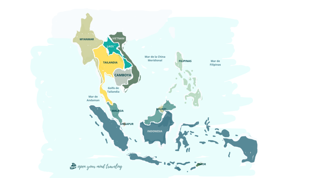 Un mapa muy "open your mind traveling" del Sudeste Asiático