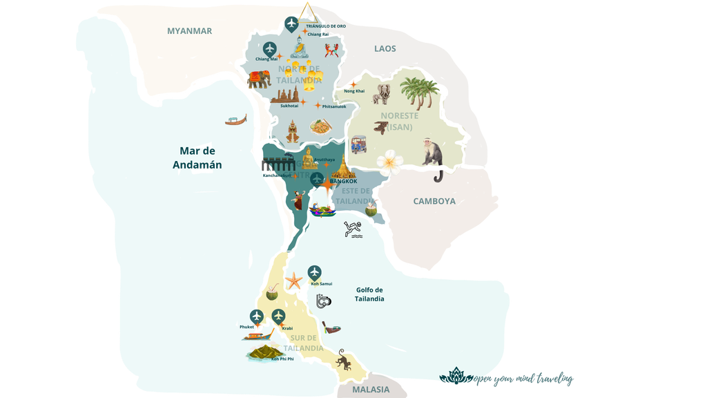Un mapa muy “open your mind traveling” de Tailandia