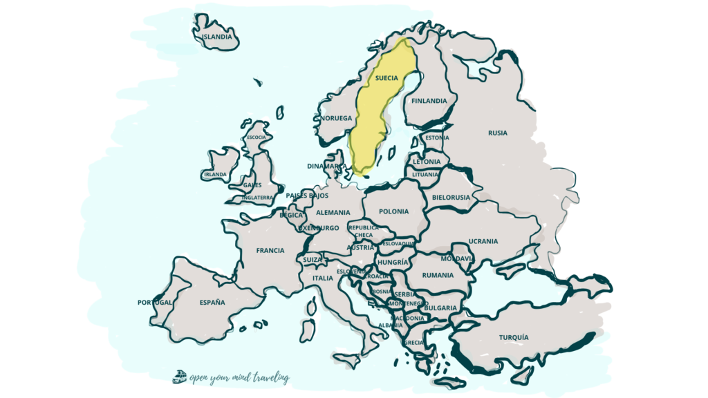 Un mapa muy “open your mind traveling” de Suecia