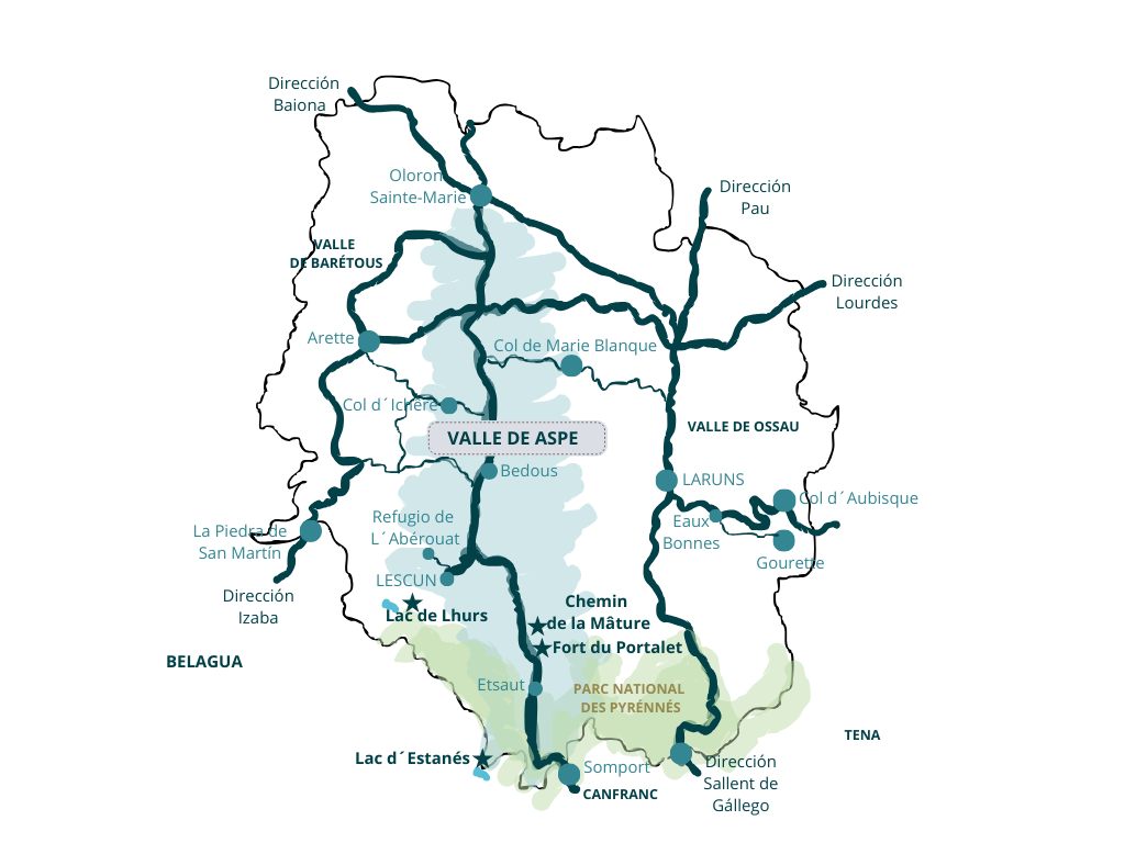 Un mapa muy “open your mind traveling” del Valle de Aspe