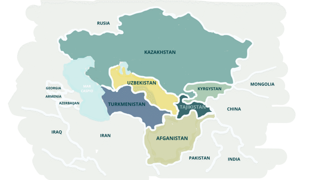 Un mapa muy "open your mind traveling" de Asia Central