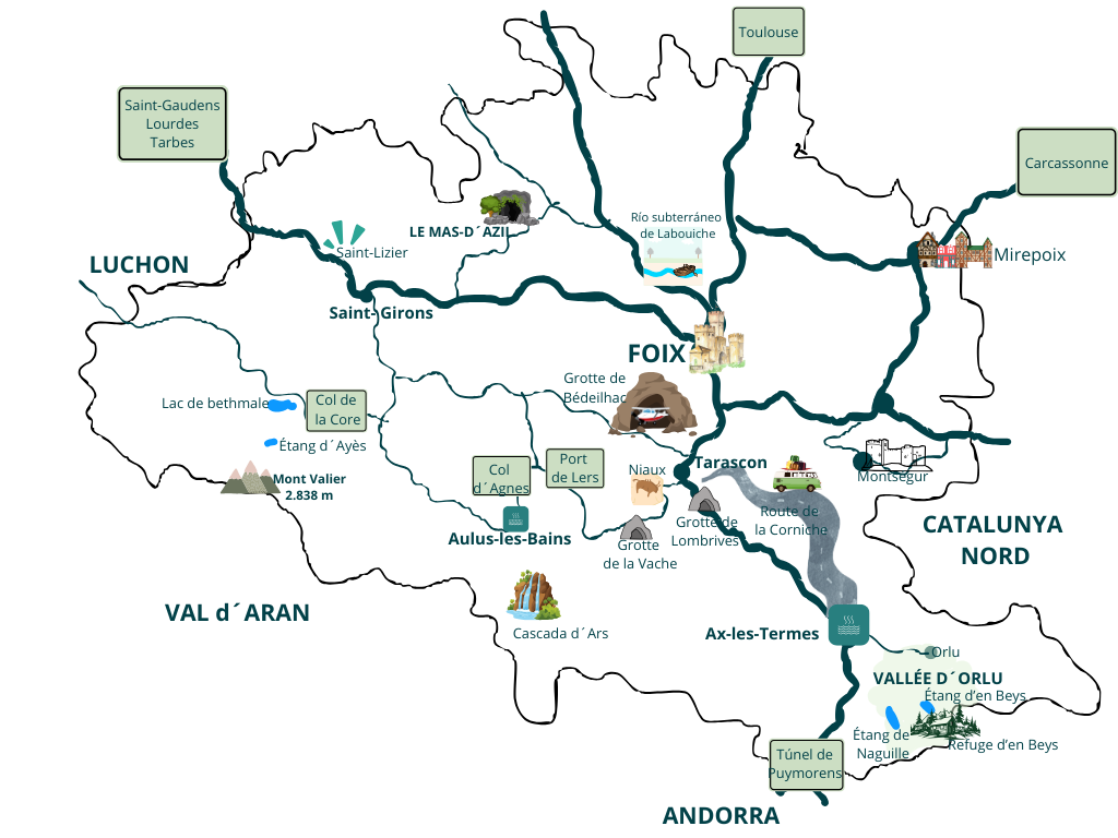 Un mapa muy “open your mind traveling” de Ariège