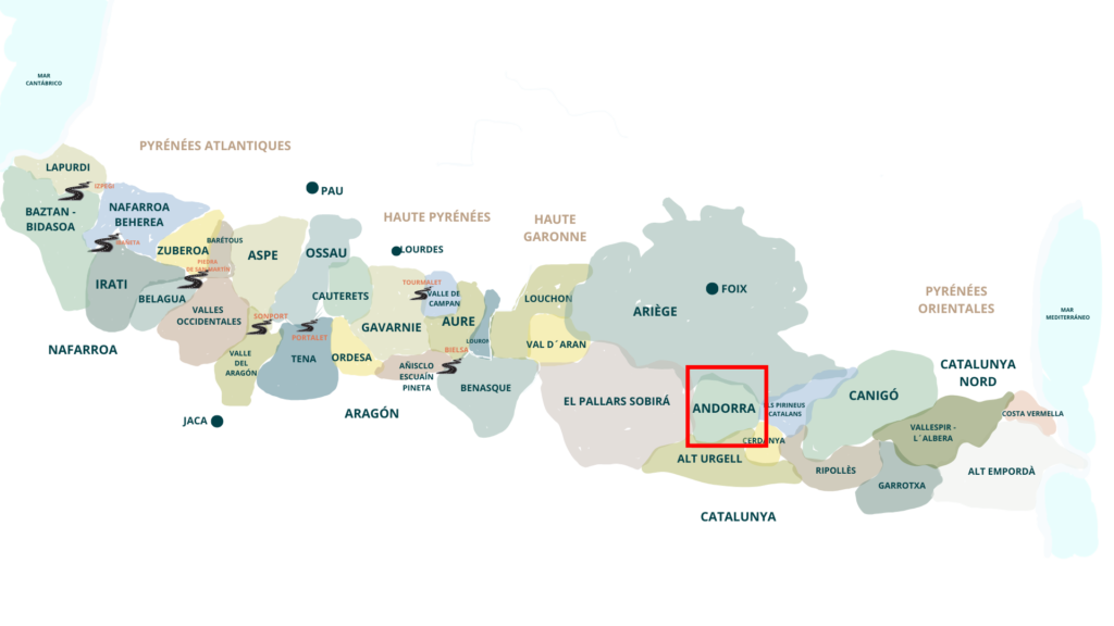 Un mapa muy “open your mind traveling” de Pirineos.