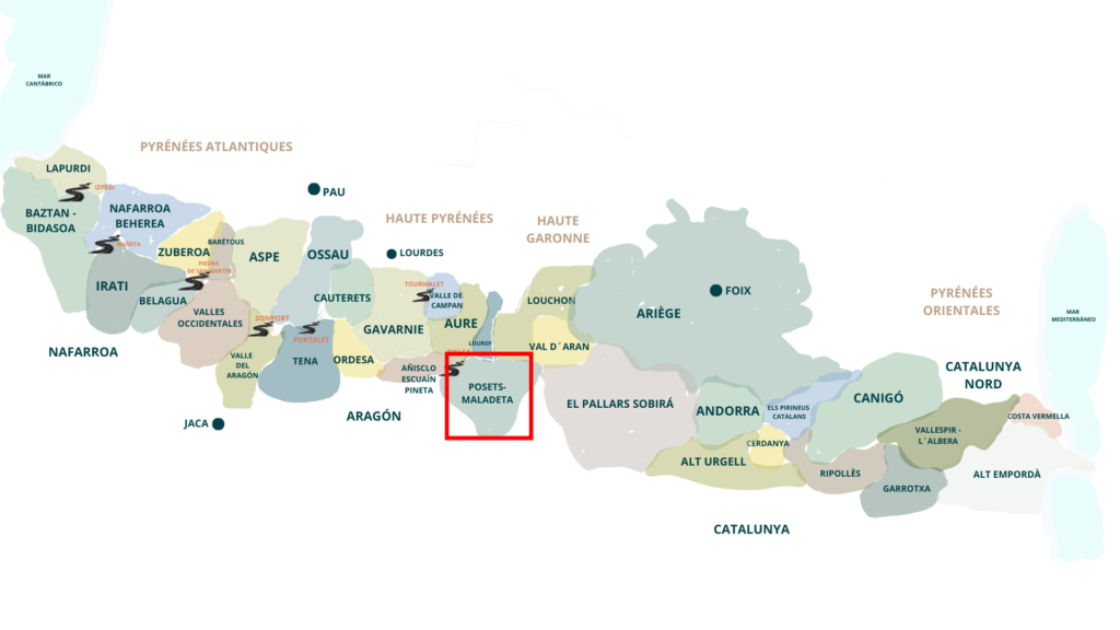 Un mapa muy “open your mind traveling” del Parque Natural de posets-Maladeta (Pirineos)