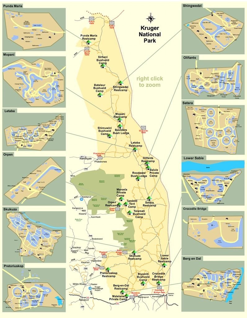 Mapa del Parque Nacional de Kruger