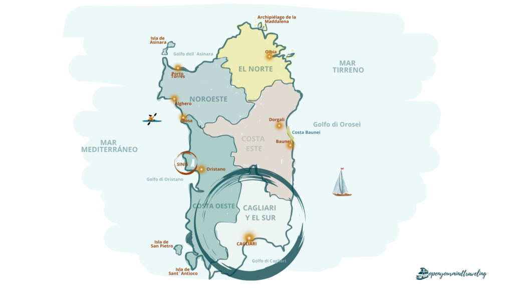 Un mapa muy "open your mind traveling" de Cerdeña