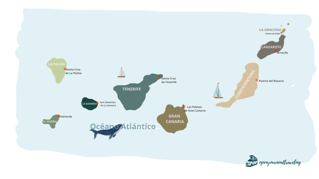 Un mapa muy "open your mind traveling" de las Islas Canarias