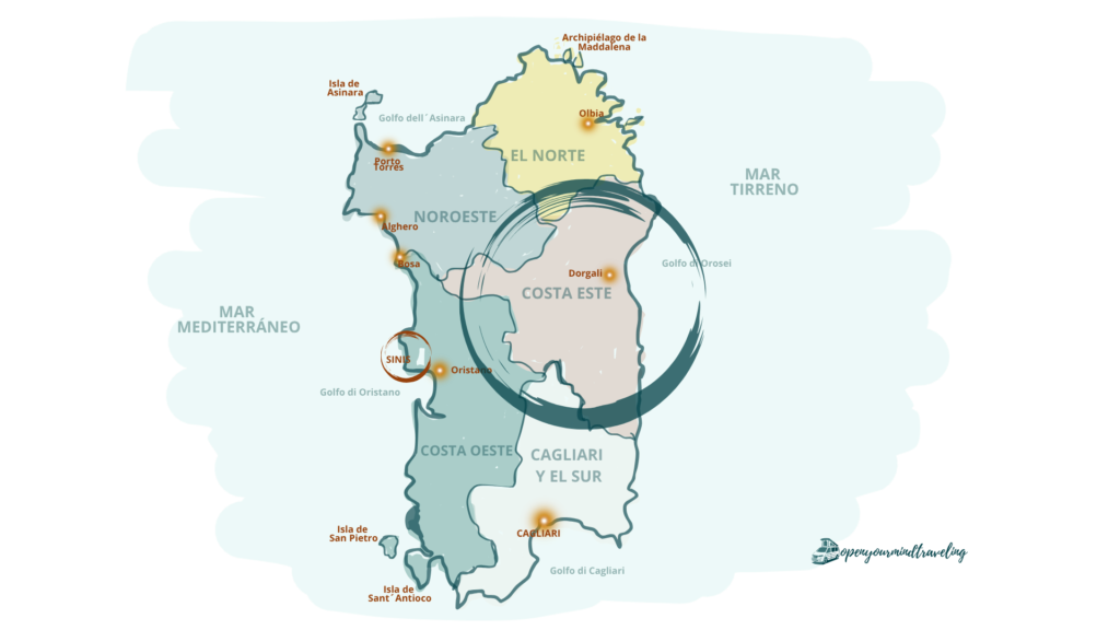 Un mapa muy "open your mind traveling" de Cerdeña
