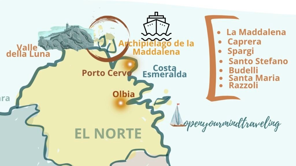 Un mapa muy “open your mind traveling” del Archipiélago de La Maddalena
