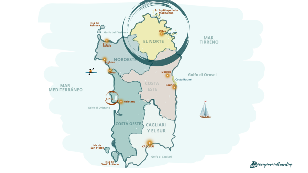Un mapa muy "open your mind traveling" de Cerdeña