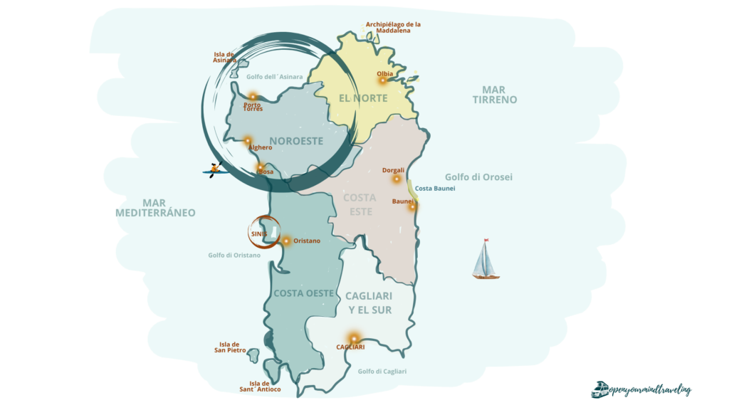 Un mapa muy "open your mind traveling" de Cerdeña