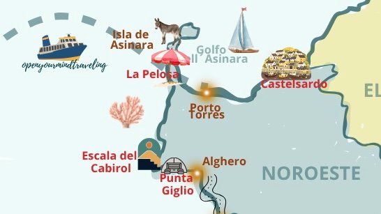Un mapa muy “open your mind traveling” del noroeste de Cerdeña