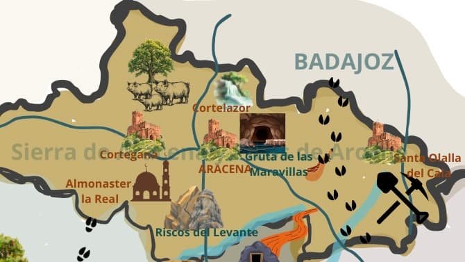 Un mapa muy “open your mind traveling” de la Sierra de Aracena y Picos de Aroche